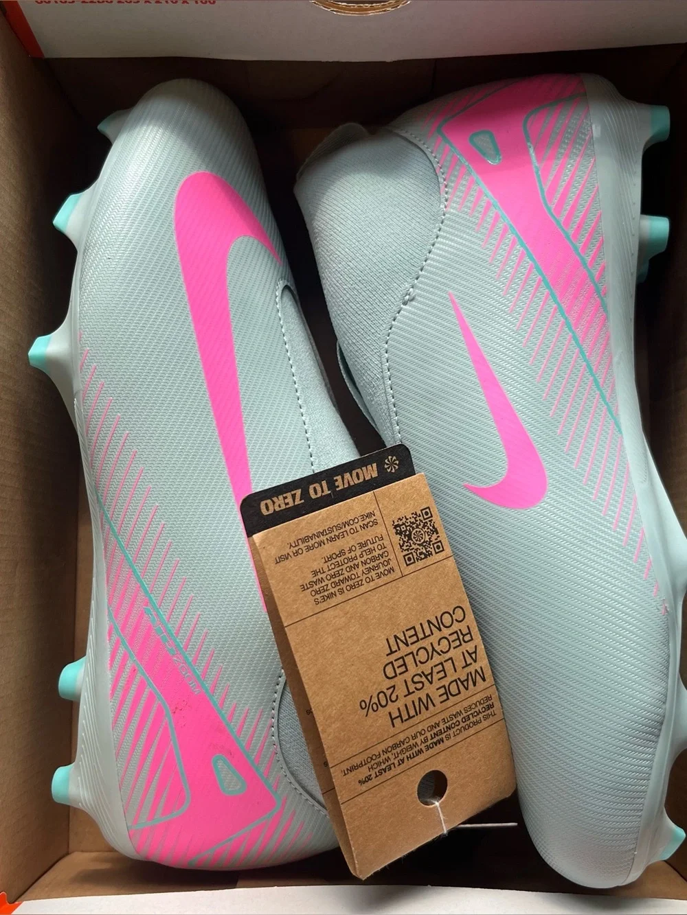 Nike Jr. Zoom Superfly 10 Academy FG/MG Blue Pink Laceless Sz 6Y NIB